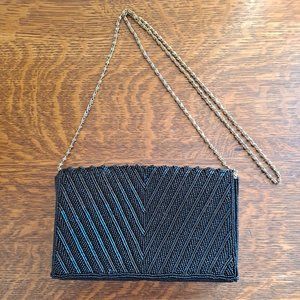 Black beaded clutch bag